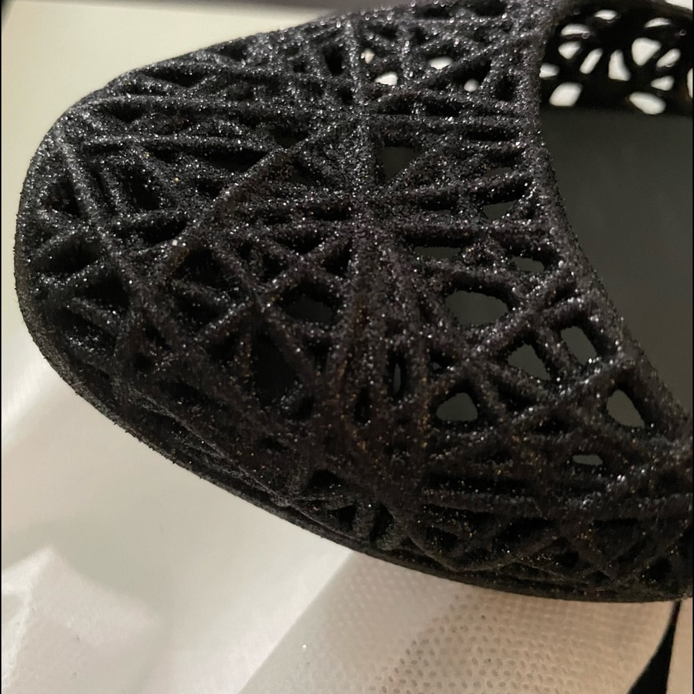 Melissa + Campana Zig Zag Black Glitter Sz 8 - NWB